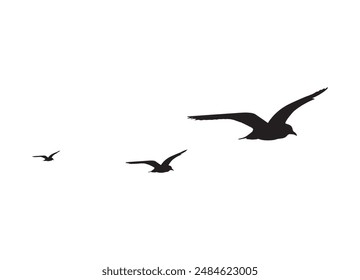 flying birds Silhouette, vector art, graphics