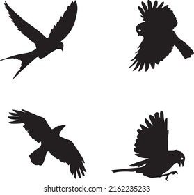 flying birds silhouette vector background
