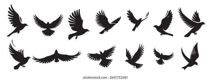 flying birds silhouette vector illustration