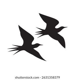 Flying Birds Silhouette Vector – Minimalist Wild Ducks or Cranes in Flight