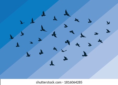 Flying birds silhouettes on white background. Vector illustration. isolated bird flying. tattoo and wallpaper background design.