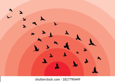 Flying birds silhouettes on white background. Vector illustration. isolated bird flying. tattoo and wallpaper background design.