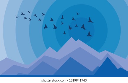 Flying birds silhouettes on white background. Vector illustration. isolated bird flying. tattoo and wallpaper background design. sky and cloud with fly bird.