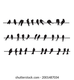 Flying birds silhouettes on white background, hand drawn illustration, Vector