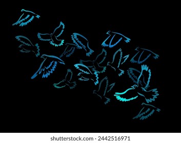 Flying birds silhouettes on white background. Vector illustration. isolated bird flying. tattoo design.