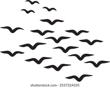 Flying birds silhouettes on white background. Vector illustration. isolated bird flying. tattoo design.