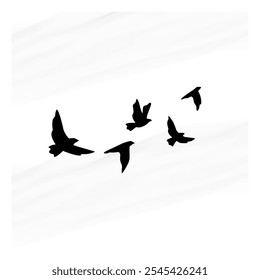 Flying birds silhouettes on white background. Vector illustration. isolated bird flying. tattoo design.
