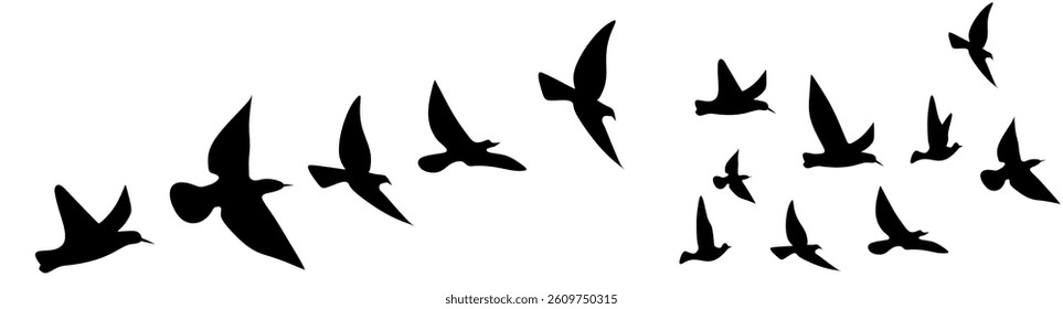 Flying birds silhouettes on white background. Vector illustration. isolated bird flying. tattoo design.vector illustration