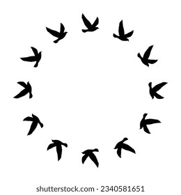Flying birds silhouettes pattern wallpaper. Vector illustration. isolated bird flying. tattoo design. template for card, package, and wallpaper.