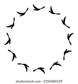Papel de pared con motivos de siluetas de aves voladoras. Ilustración vectorial. pájaro aislado volando. diseño de tatuajes. para tarjeta, paquete y fondo de pantalla.