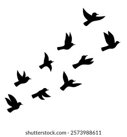 Flying birds silhouettes set vector