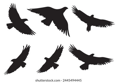 Flying birds silhouettes Vector illustration white background