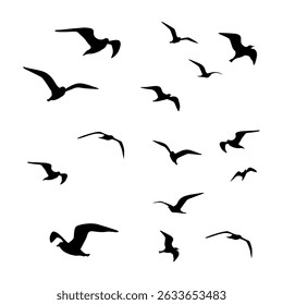 flying birds silhouettes vector illustration