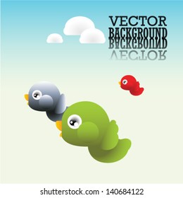 Flying birds in the sky.