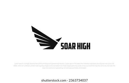 flying birds soar high with spread wings, logo pictogram style