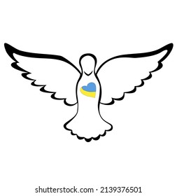 Flying birds symbol in country flag colors. No war sign icon isolated on white. Dove or angel of peace in the country. Symbol of love and protection. Vector illustration