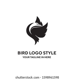 Flying birds with their heads turned to alertness and carefulness. it is suitable for the symbol of the security and technology symbol