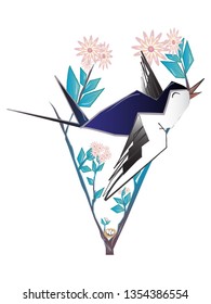 Flying birds and tree