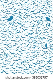 flying birds vector sketch.Vector Illustration