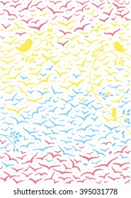 flying birds vector sketch.Vector Illustration