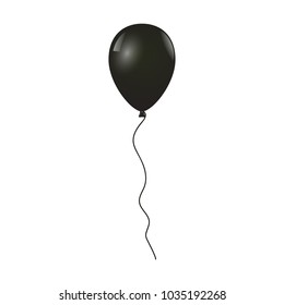 Flying black balloon isolated on white background, Vector illustration