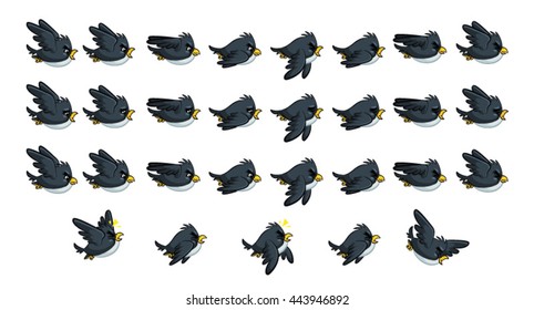 Flying Black Bird Game Sprites.
Suitable for side scrolling, action, and adventure game.