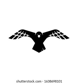 flying black crow. raven logo design. vector sign illustrations.