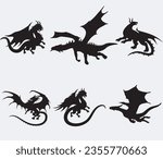 Flying Black Dragon Silhouette Collection.