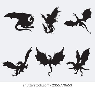 Flying Black Dragon Silhouette Collection.