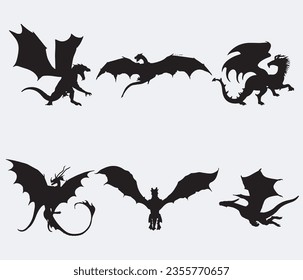 Flying Black Dragon Silhouette Collection.