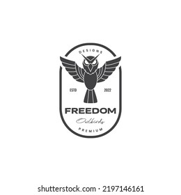 flying black owl vintage logo design
