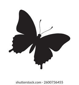 Flying black silhouettes of butterflies.Vector design element white Background.