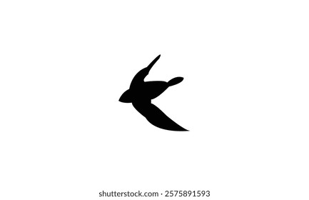 Flying Black Swift Bird Silhouette Design  And Vector Illustration. 