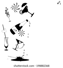 flying black and white drinks