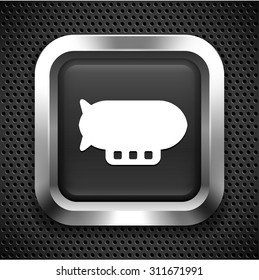 Flying Blimp on Black Square Button