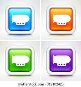Flying Blimp on Colorful Square Buttons
