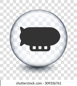 Flying Blimp on Transparent Round Button