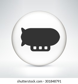 Flying Blimp on White Round Button