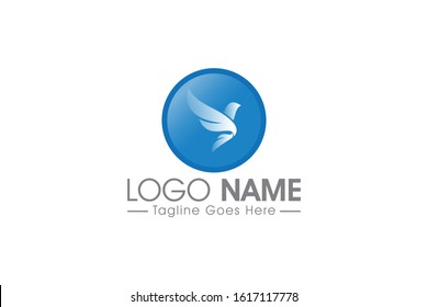 flying blue bird logo concept