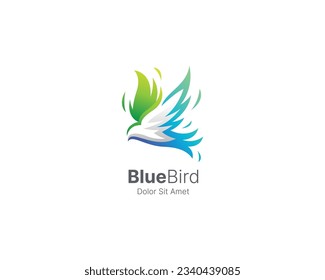 Flying blue bird logo gradient