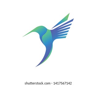Flying blue bird logo template.