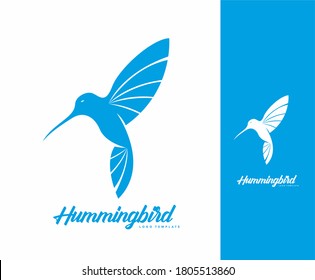 Flying Blue Hummingbird vector logo template