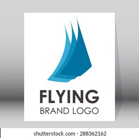 Flying blue sail logo company symbol shape icon business element abstract vector design