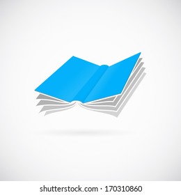 Flying book abstract vector symbol icon