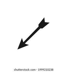 Icono negro de flecha de arco volador. Vector aislado en blanco