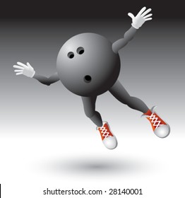 flying bowling ball man