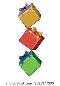flying box christmas present gift vector isolated on white background