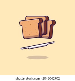 Flying bread cartoon vector icon illustration, food icon concept isolated.