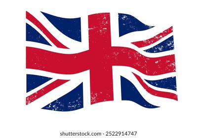 Flying British flag with a grunge effect, UK flag