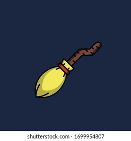 Flying Broom - Flat Vector Design
